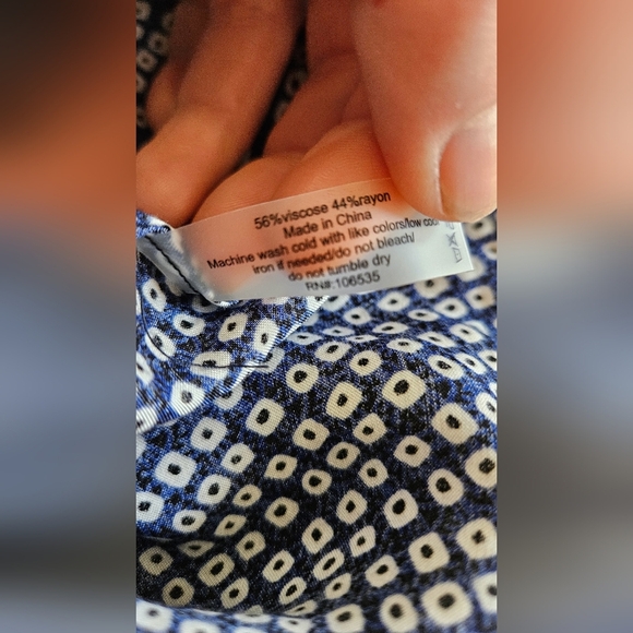 ANTHROPOLOGIE Sundays Tie Waist 3/4 Sleeved Mini Dress In Navy/white Spot.Size 0 - Picture 3 of 12